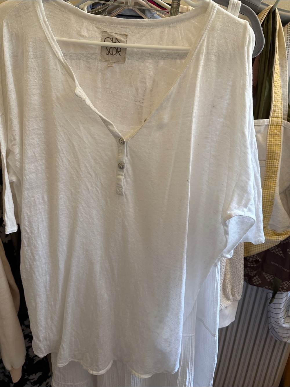 Chaser Linen blend Henley tshirt